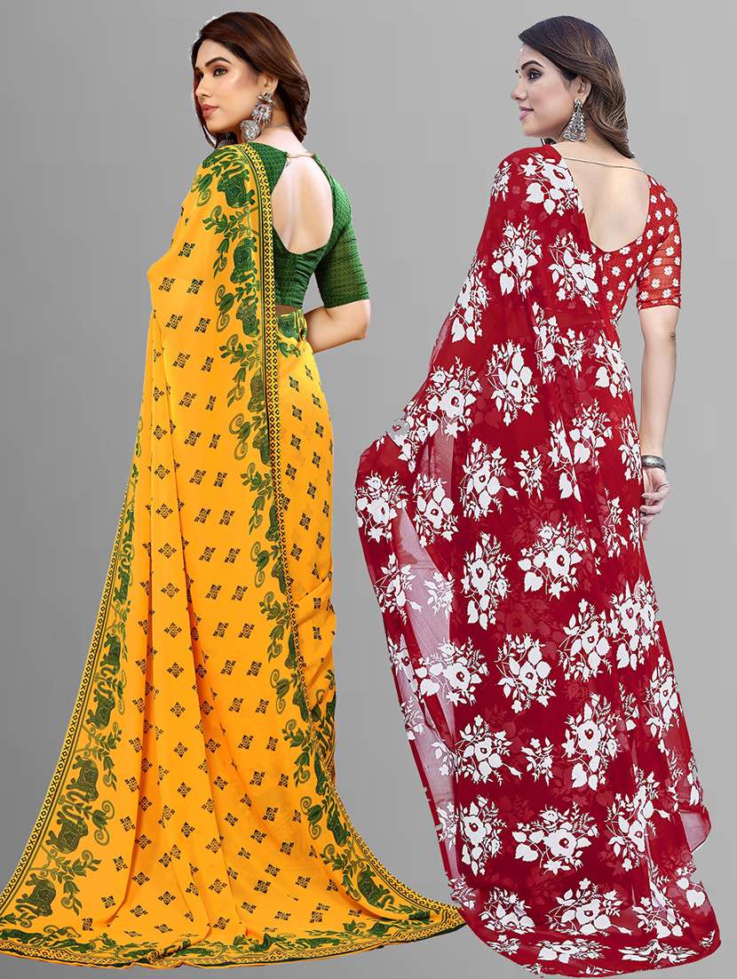 pack of 2 casual wear combo sarees with blouse - 21402786 -  Standard Image - 2