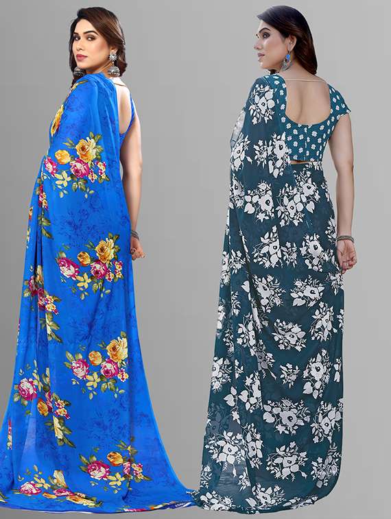 women pack of 2 printed saree with blouse - 21402794 - Standard Image - 2