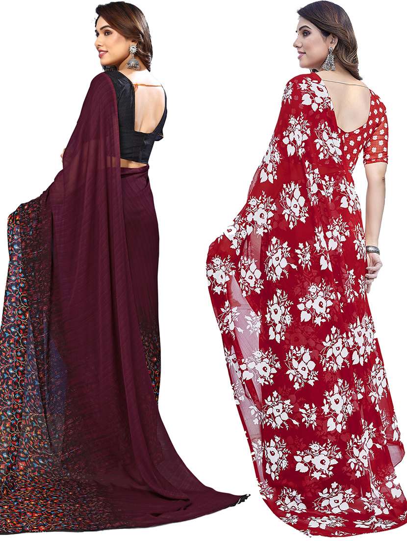 pack of 2 printed casual wear sarees with blouse - 21402801 -  Standard Image - 2