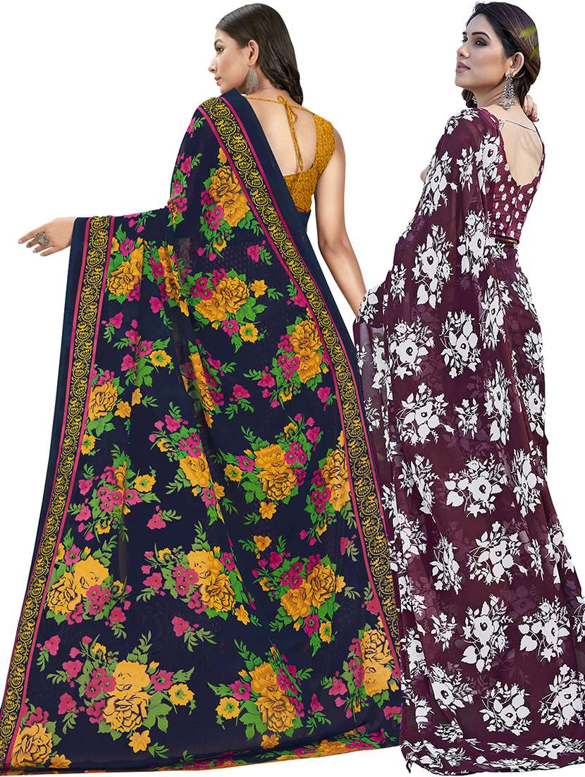 pack of 2 printed casual wear sarees with blouse - 21402807 -  Standard Image - 2