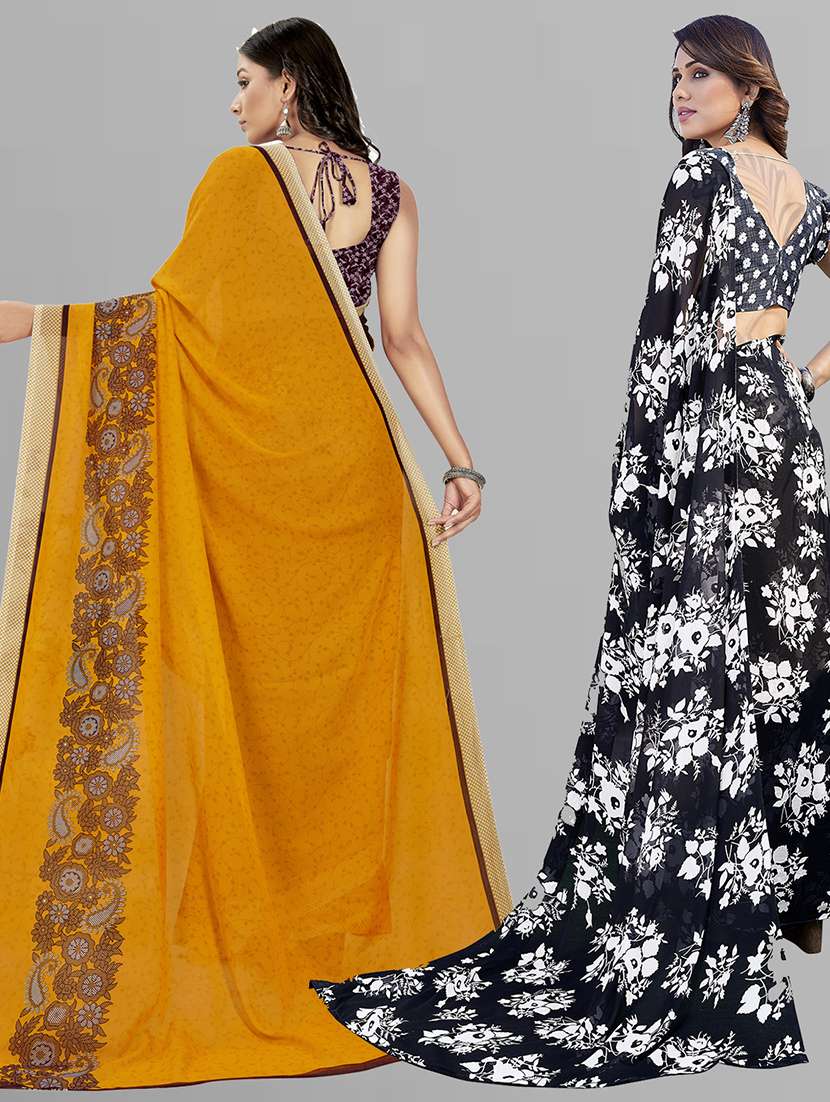 pack of 2 printed casual wear sarees with blouse - 21402834 -  Standard Image - 2