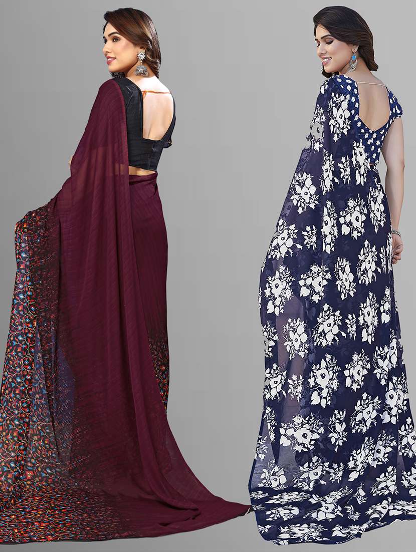 pack of 2 casual wear combo sarees with blouse - 21402852 -  Standard Image - 2
