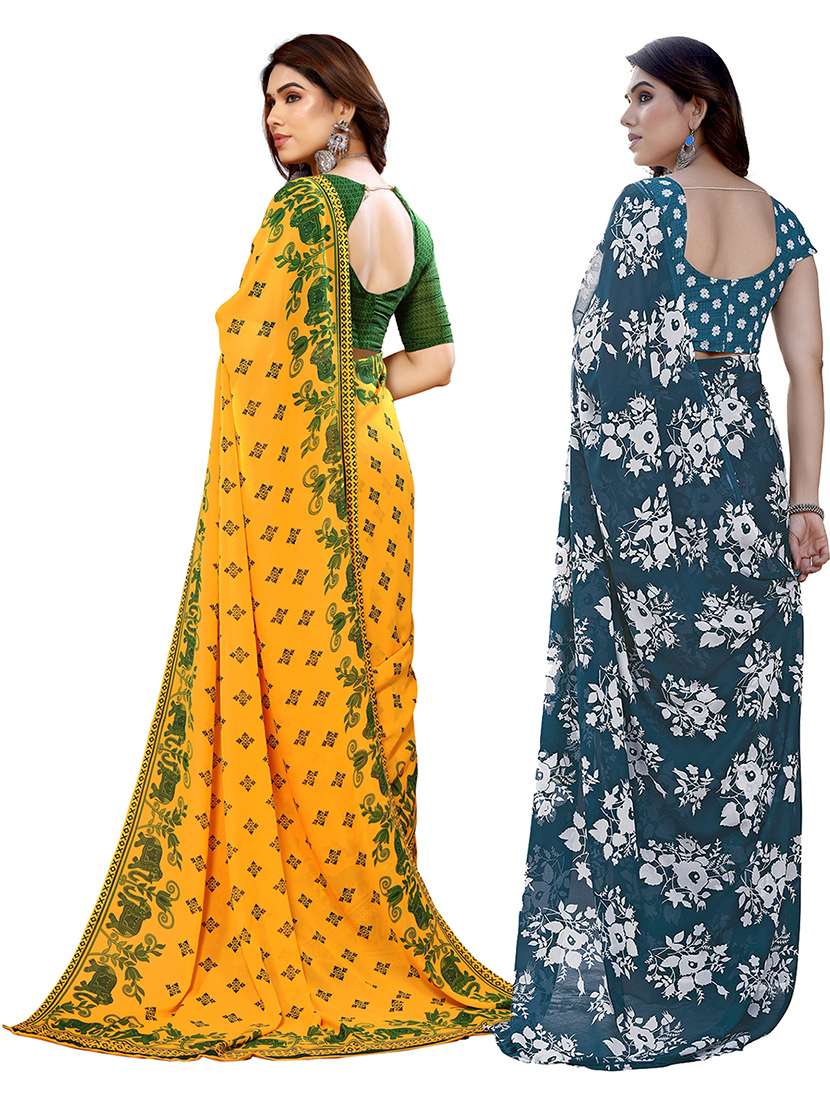 pack of 2 printed casual wear sarees with blouse - 21402867 -  Standard Image - 2