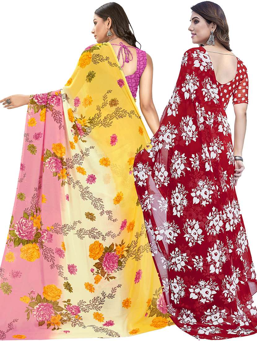 pack of 2 printed casual wear sarees with blouse - 21402880 -  Standard Image - 2