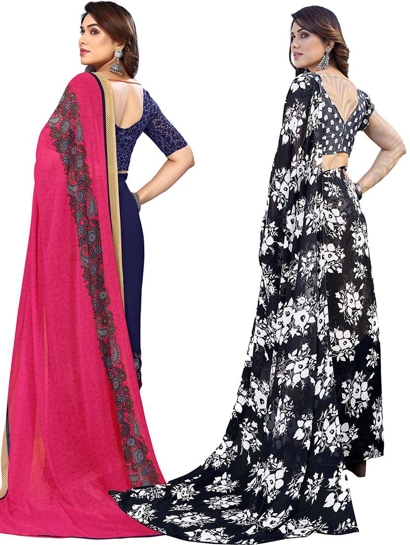 pack of 2 printed casual wear sarees with blouse - 21402900 -  Standard Image - 2