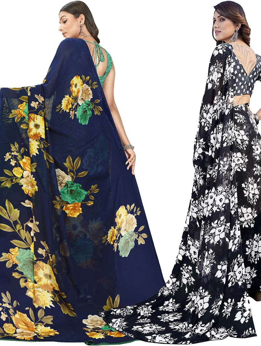 pack of 2 printed casual wear sarees with blouse - 21402901 -  Standard Image - 2