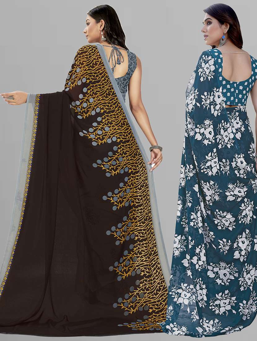 pack of 2 printed casual wear sarees with blouse - 21402906 -  Standard Image - 2