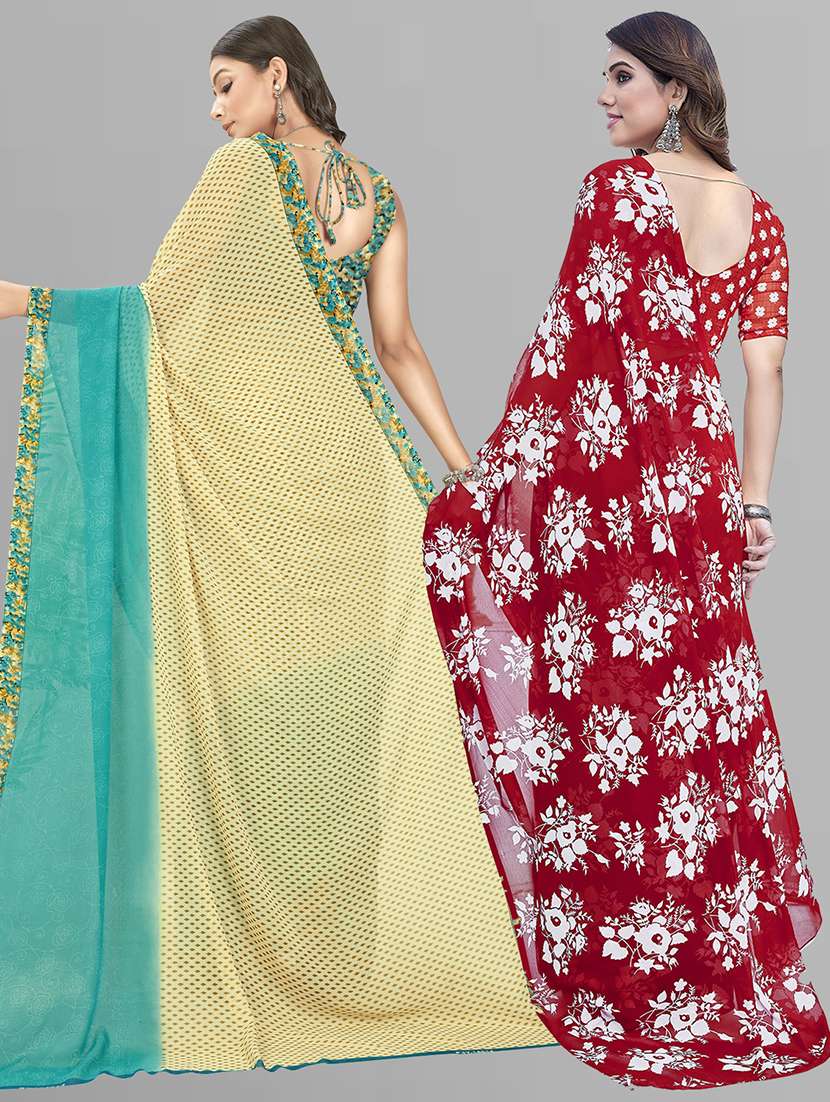 pack of 2 casual wear combo sarees with blouse - 21402911 -  Standard Image - 2
