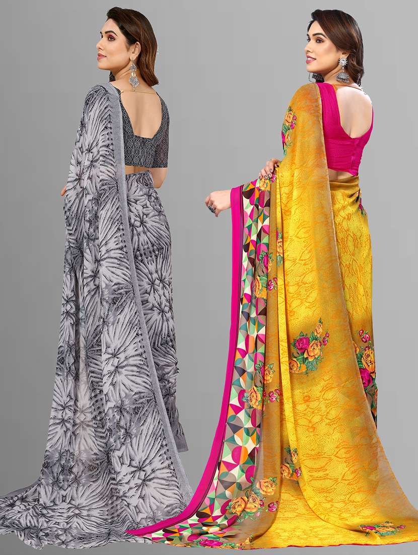 pack of 2 printed casual wear sarees with blouse - 21402921 -  Standard Image - 2