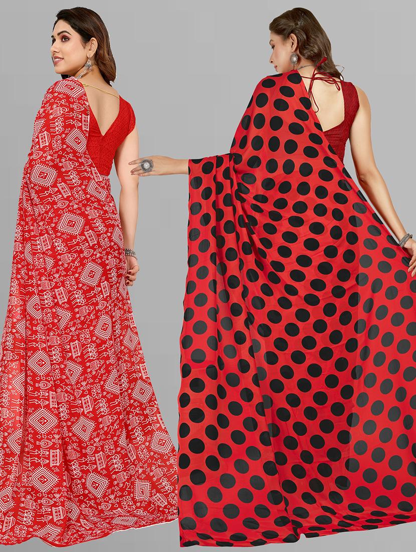 pack of 2 printed casual wear sarees with blouse - 21402946 - Standard Image - 2
