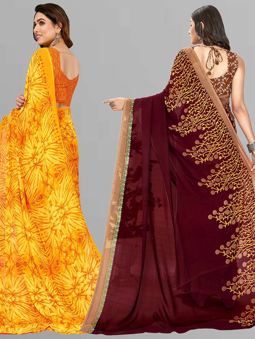 pack of 2 printed casual wear sarees with blouse - 21402976 -  Standard Image - 2