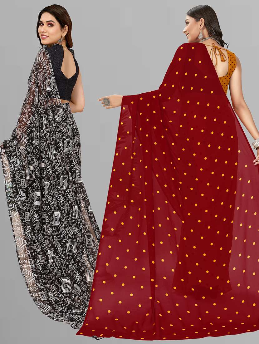 pack of 2 printed casual wear sarees with blouse - 21402979 -  Standard Image - 2