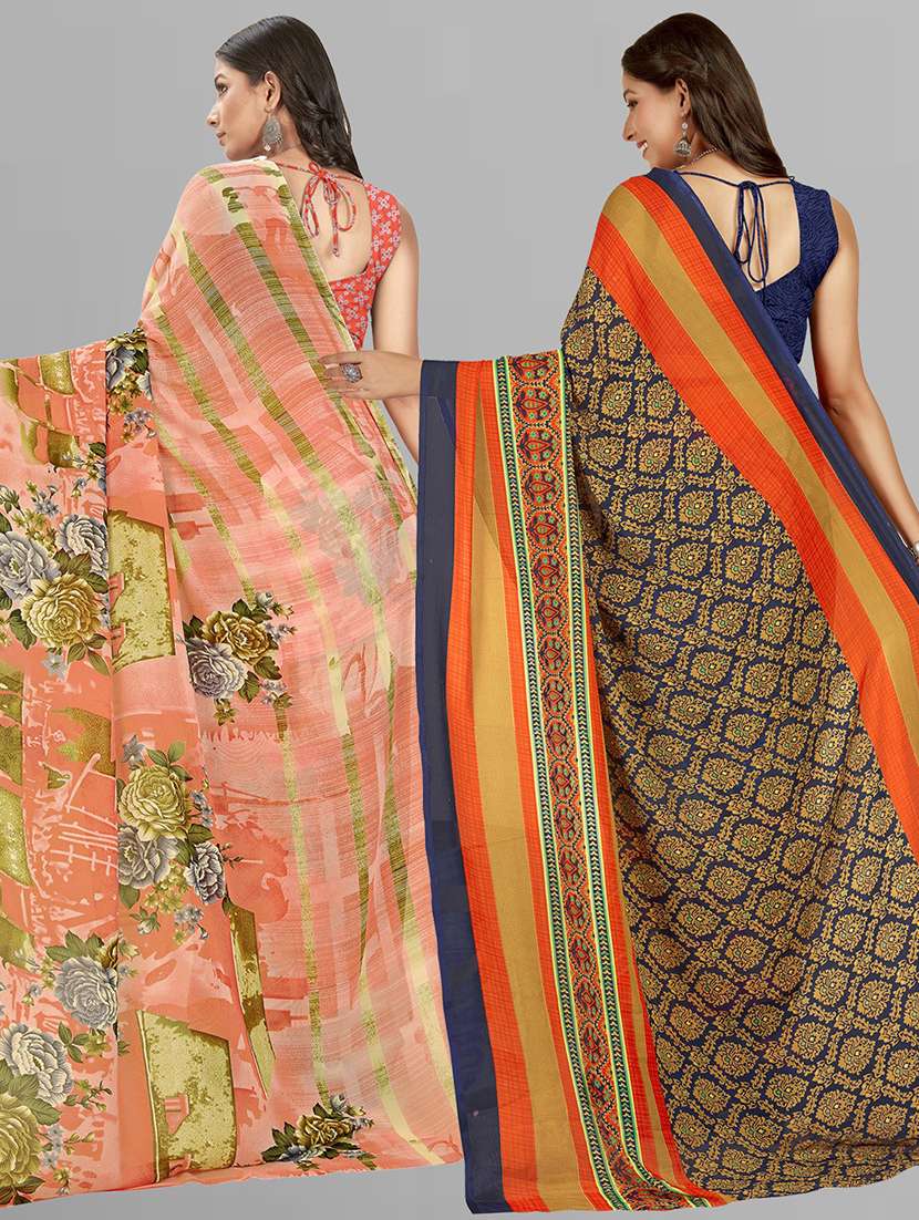pack of 2 casual wear combo sarees with blouse - 21406010 -  Standard Image - 2