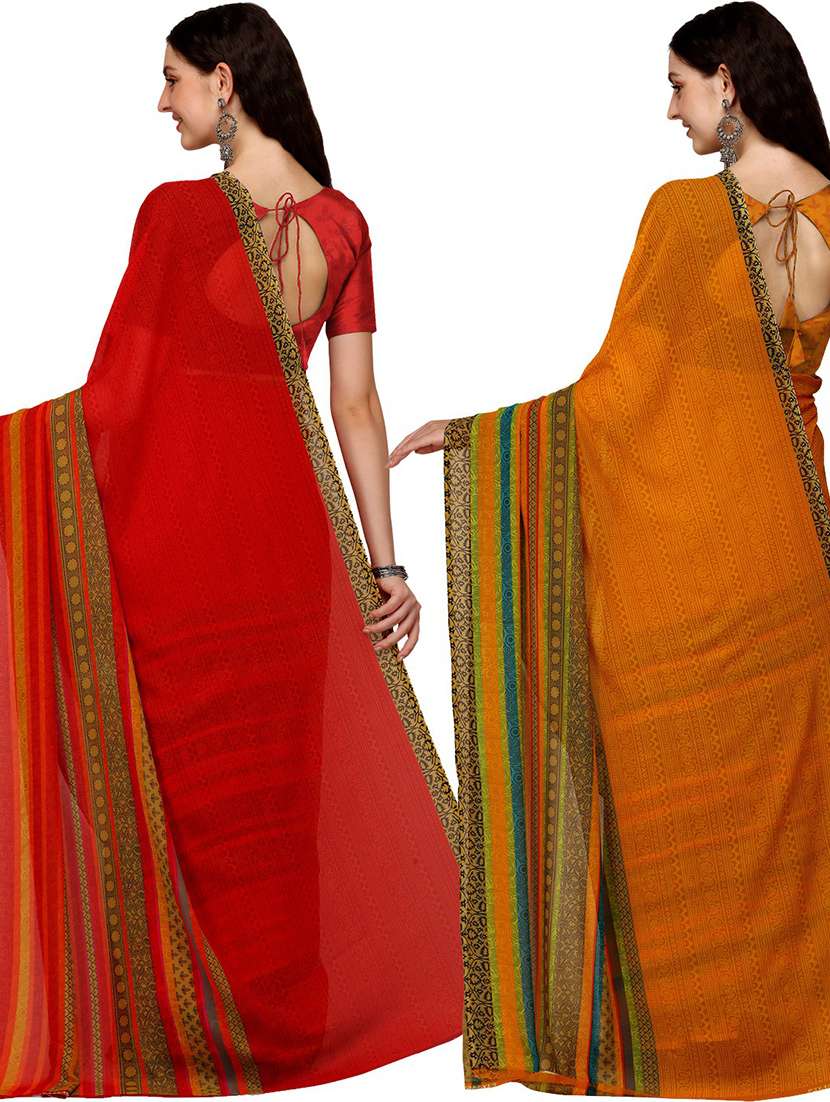 pack of 2 casual wear combo sarees with blouse - 21406086 -  Standard Image - 2