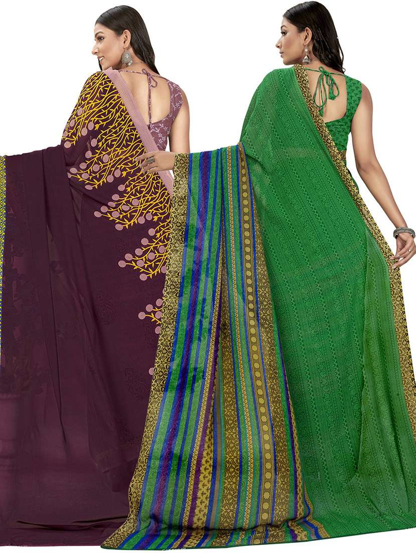 pack of 2 casual wear combo sarees with blouse - 21406175 -  Standard Image - 2