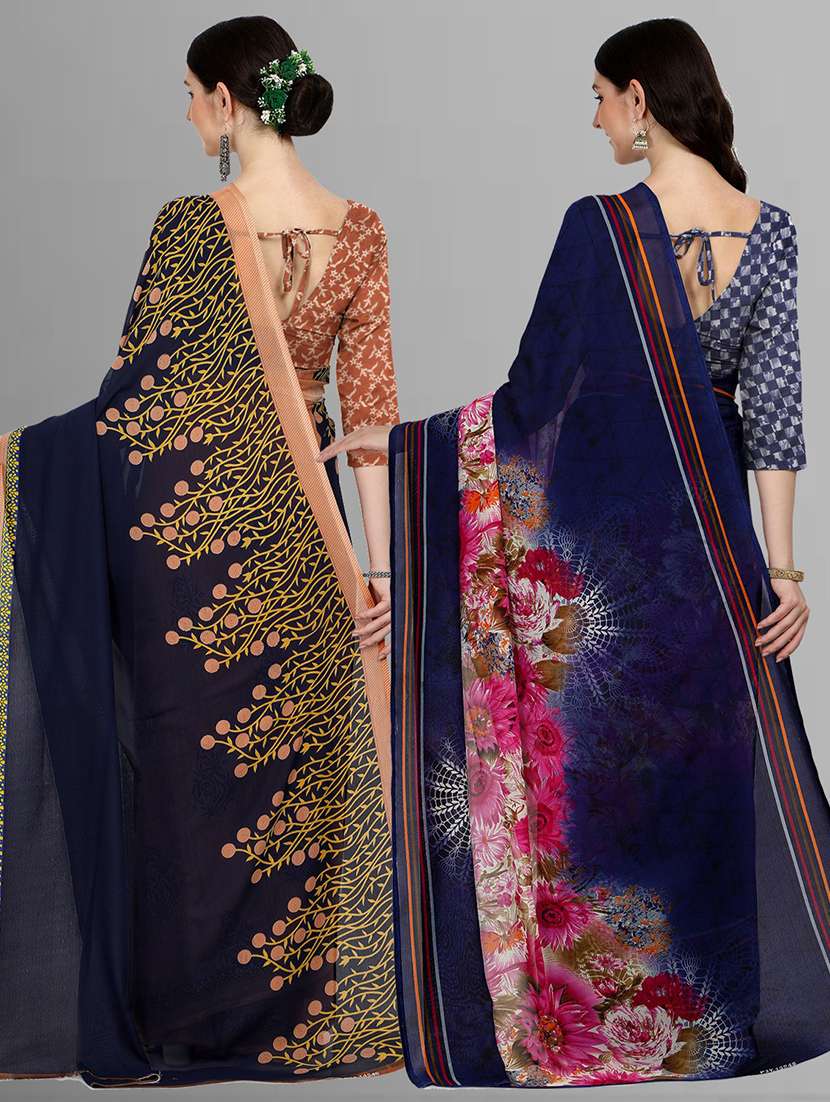 pack of 2 printed casual wear sarees with blouse - 21406185 -  Standard Image - 2