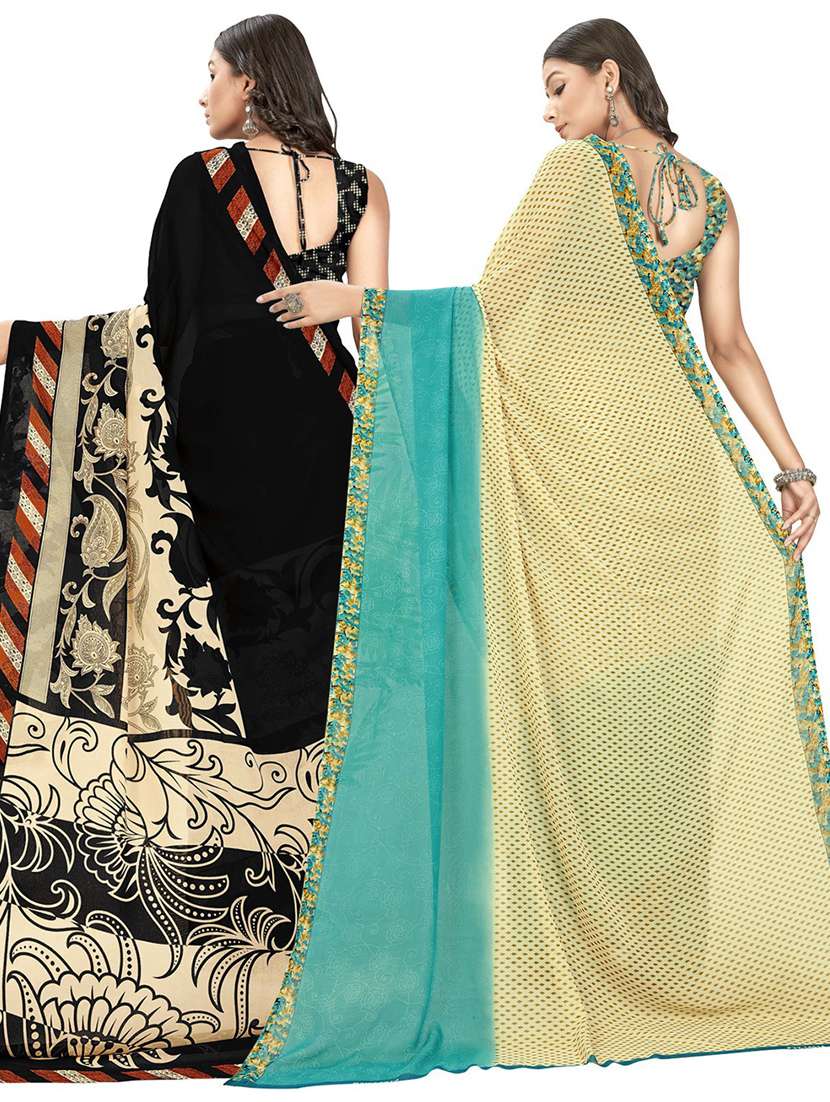 women pack of 2 printed saree with blouse - 21406456 -  Standard Image - 2