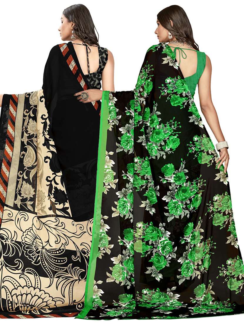 women pack of 2 printed saree with blouse - 21406458 -  Standard Image - 2