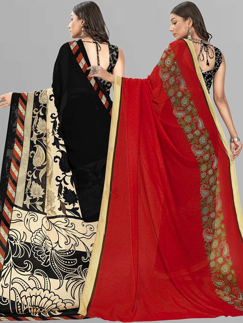 women pack of 2 printed saree with blouse - 21406468 -  Standard Image - 2