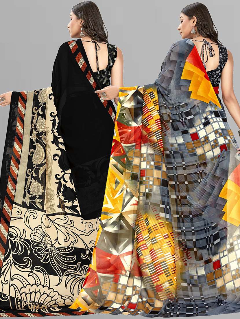 women pack of 2 printed saree with blouse - 21406478 -  Standard Image - 2