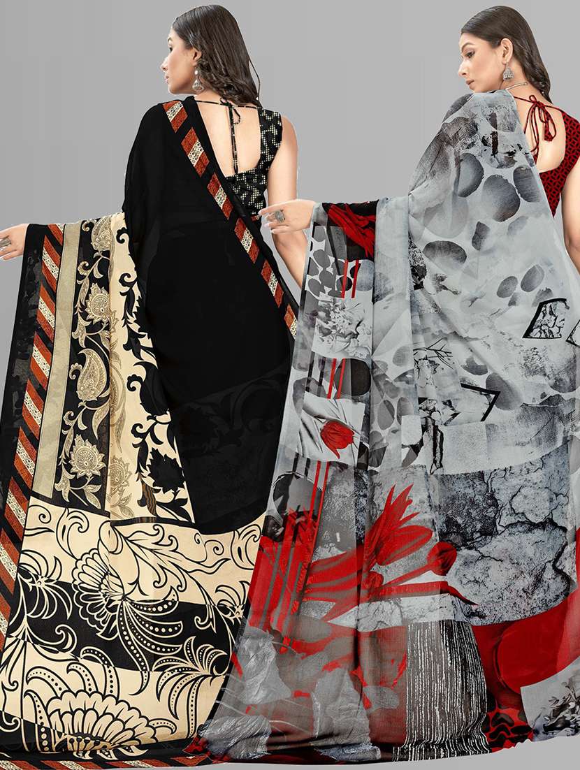 women pack of 2 printed saree with blouse - 21406496 -  Standard Image - 2