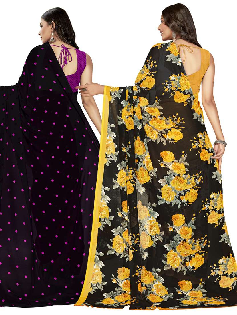 women pack of 2 printed saree with blouse - 21406501 -  Standard Image - 2