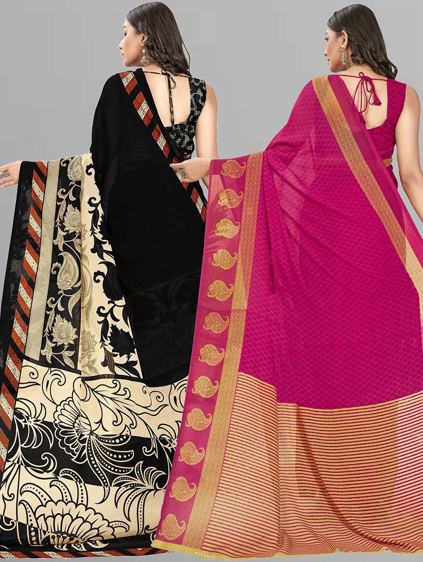 women pack of 2 printed saree with blouse - 21406506 -  Standard Image - 2