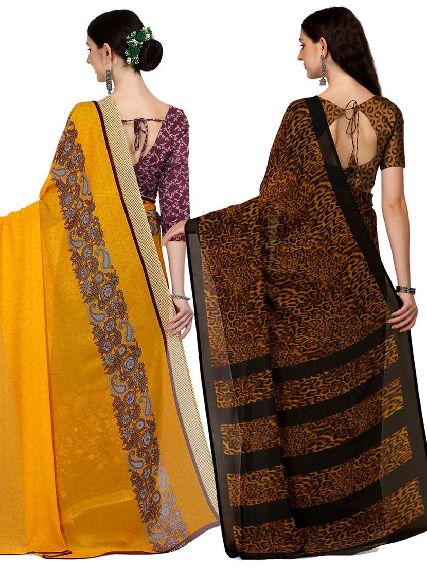 pack of 2 printed casual wear sarees with blouse - 21406568 -  Standard Image - 2