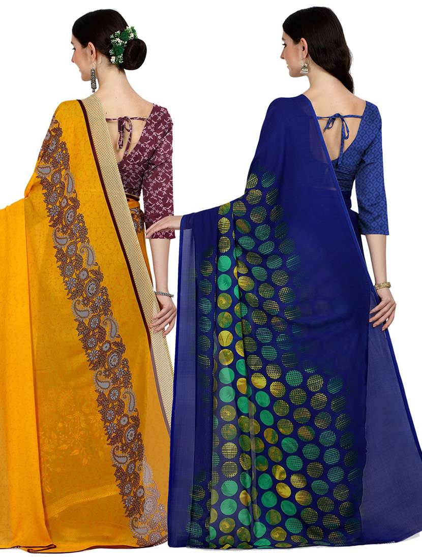 pack of 2 printed casual wear sarees with blouse - 21406582 -  Standard Image - 2