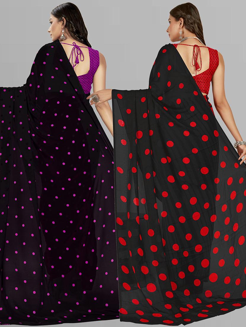 pack of 2 printed casual wear sarees with blouse - 21406611 - Standard Image - 2