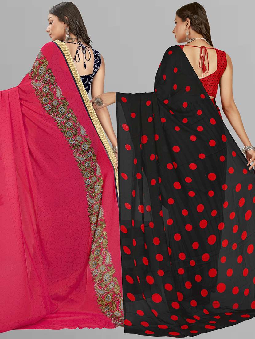 women pack of 2 printed saree with blouse - 21406621 -  Standard Image - 2