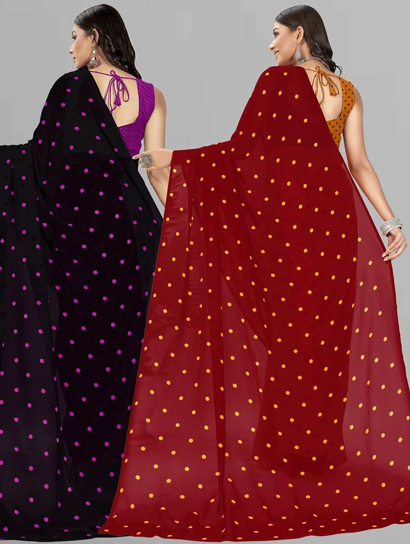 women combo pack of 2 printed saree with blouse - 21406622 -  Standard Image - 2