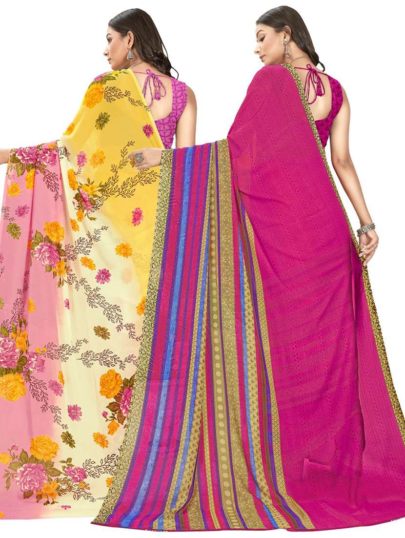 pack of 2 printed casual wear sarees with blouse - 21406631 -  Standard Image - 2