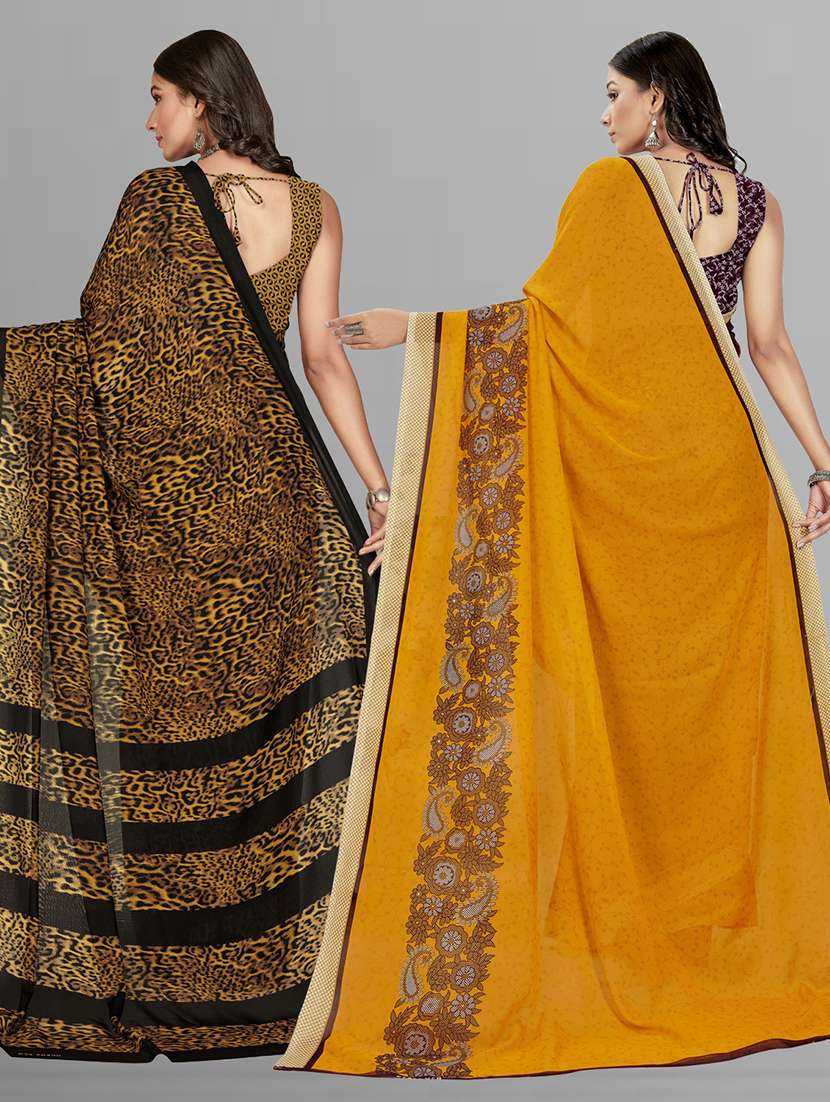 pack of 2 printed casual wear sarees with blouse - 21406652 -  Standard Image - 2