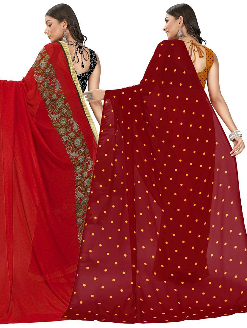 pack of 2 multi colored combo saree with blouse - 21406659 -  Standard Image - 2
