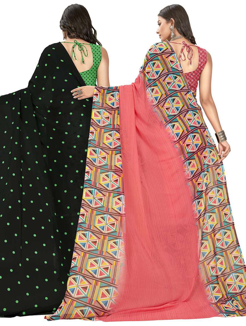 pack of 2 multi colored combo saree with blouse - 21406660 -  Standard Image - 2