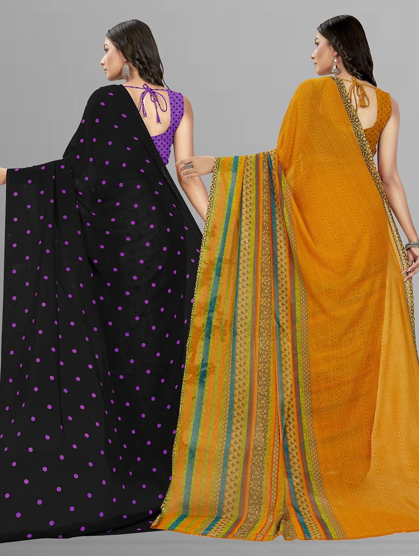 women combo pack of 2 printed saree with blouse - 21406666 - Standard Image - 2