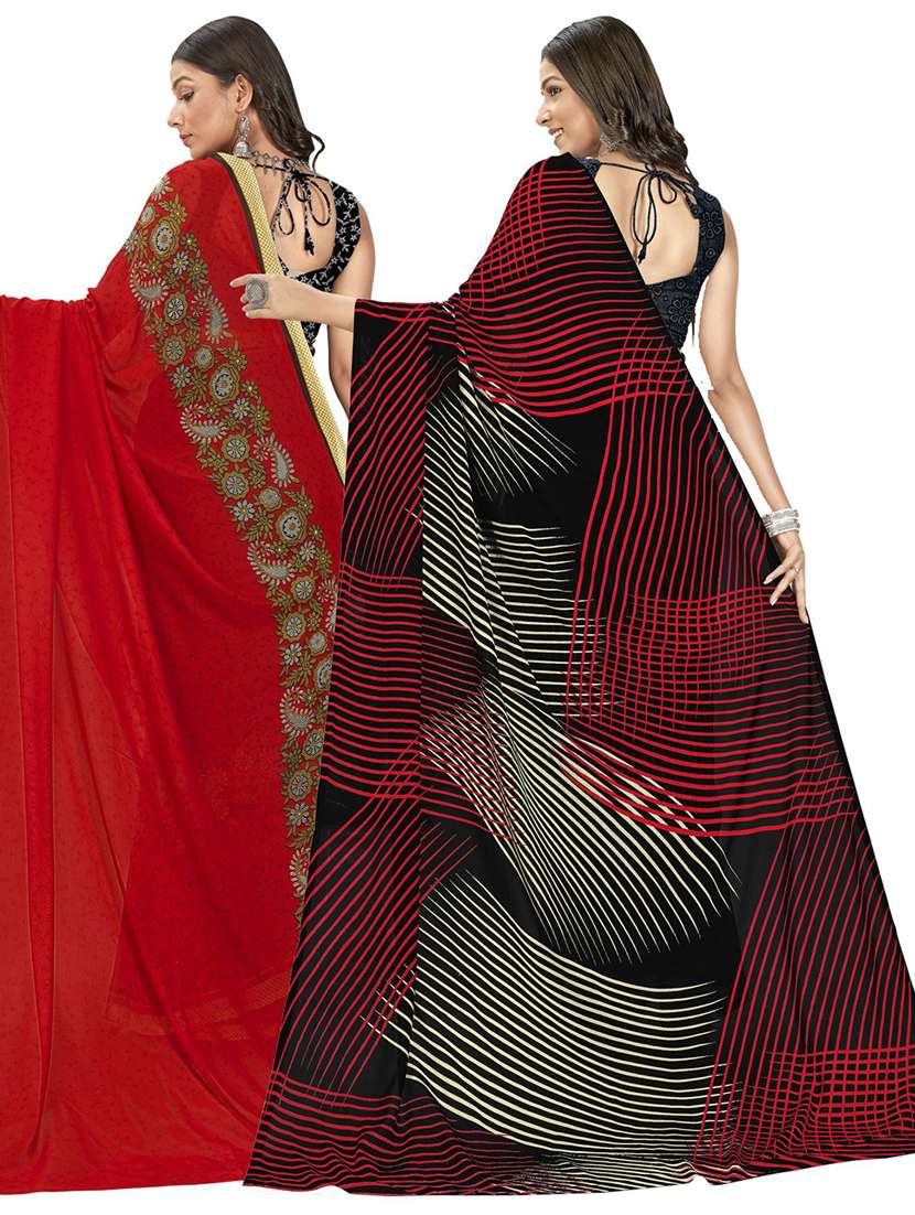 pack of 2 printed casual wear sarees with blouse - 21406671 -  Standard Image - 2