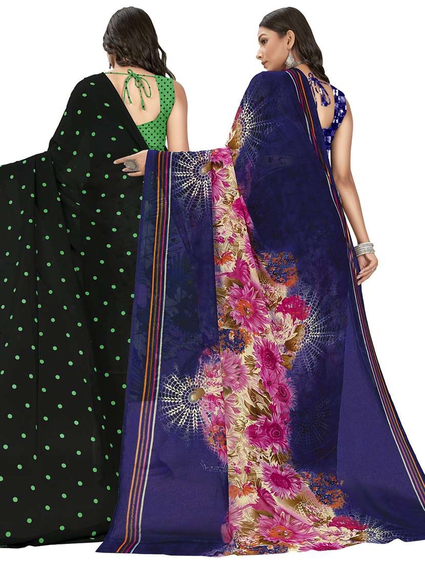 pack of 2 printed casual wear sarees with blouse - 21406692 -  Standard Image - 2