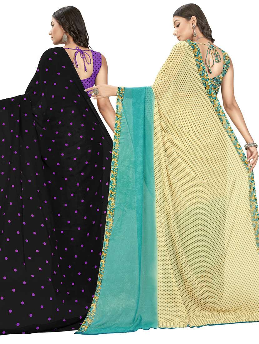 pack of 2 printed casual wear sarees with blouse - 21406697 -  Standard Image - 2