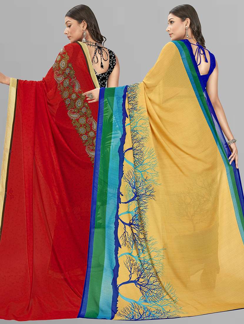 pack of 2 printed casual wear sarees with blouse - 21406700 -  Standard Image - 2