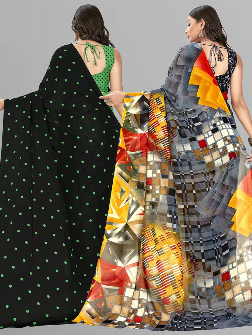 pack of 2 printed casual wear sarees with blouse - 21406726 - Standard Image - 2