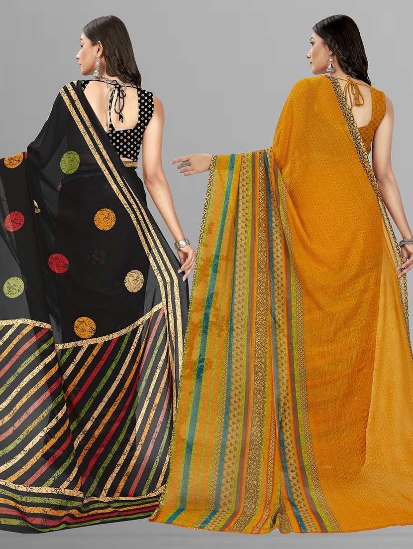 women combo pack of 2 printed saree with blouse - 21406737 -  Standard Image - 2