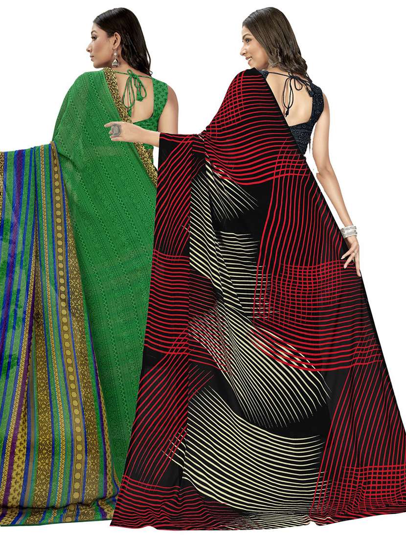 pack of 2 casual wear combo sarees with blouse - 21406757 -  Standard Image - 2
