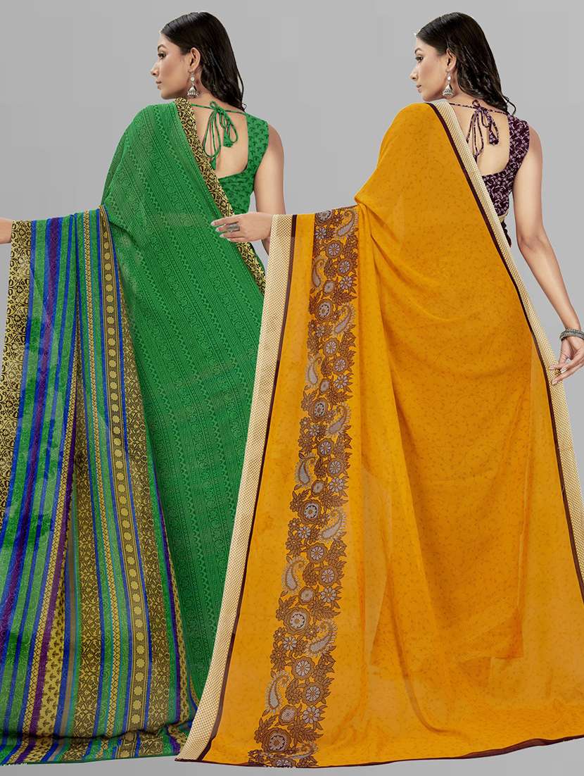 pack of 2 printed casual wear sarees with blouse - 21406788 -  Standard Image - 2