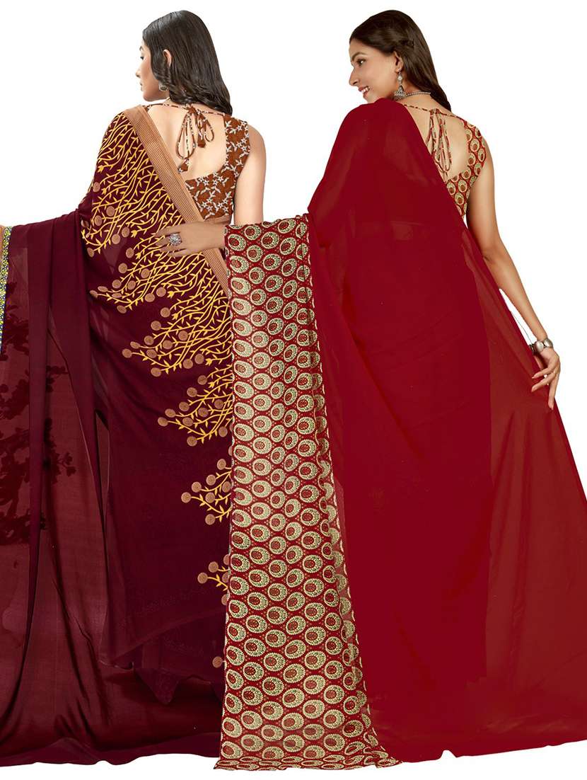 pack of 2 printed casual wear sarees with blouse - 21406794 -  Standard Image - 2