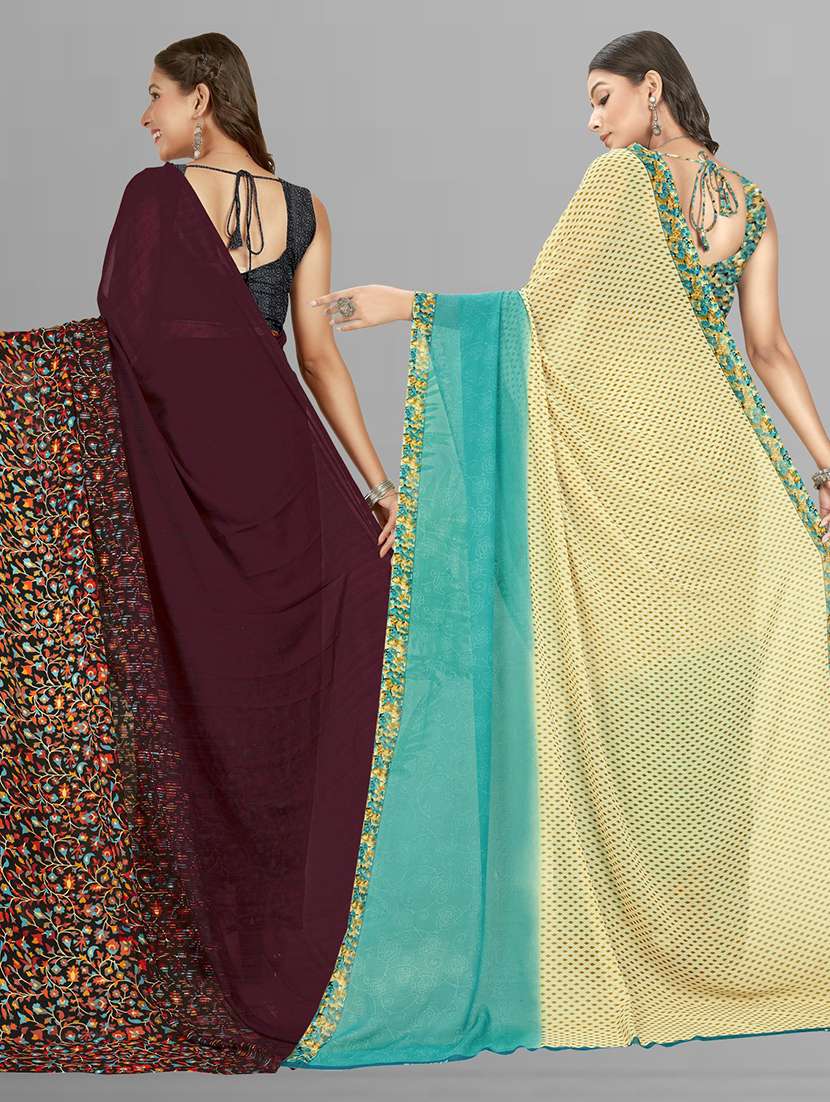 pack of 2 printed casual wear sarees with blouse - 21406799 -  Standard Image - 2