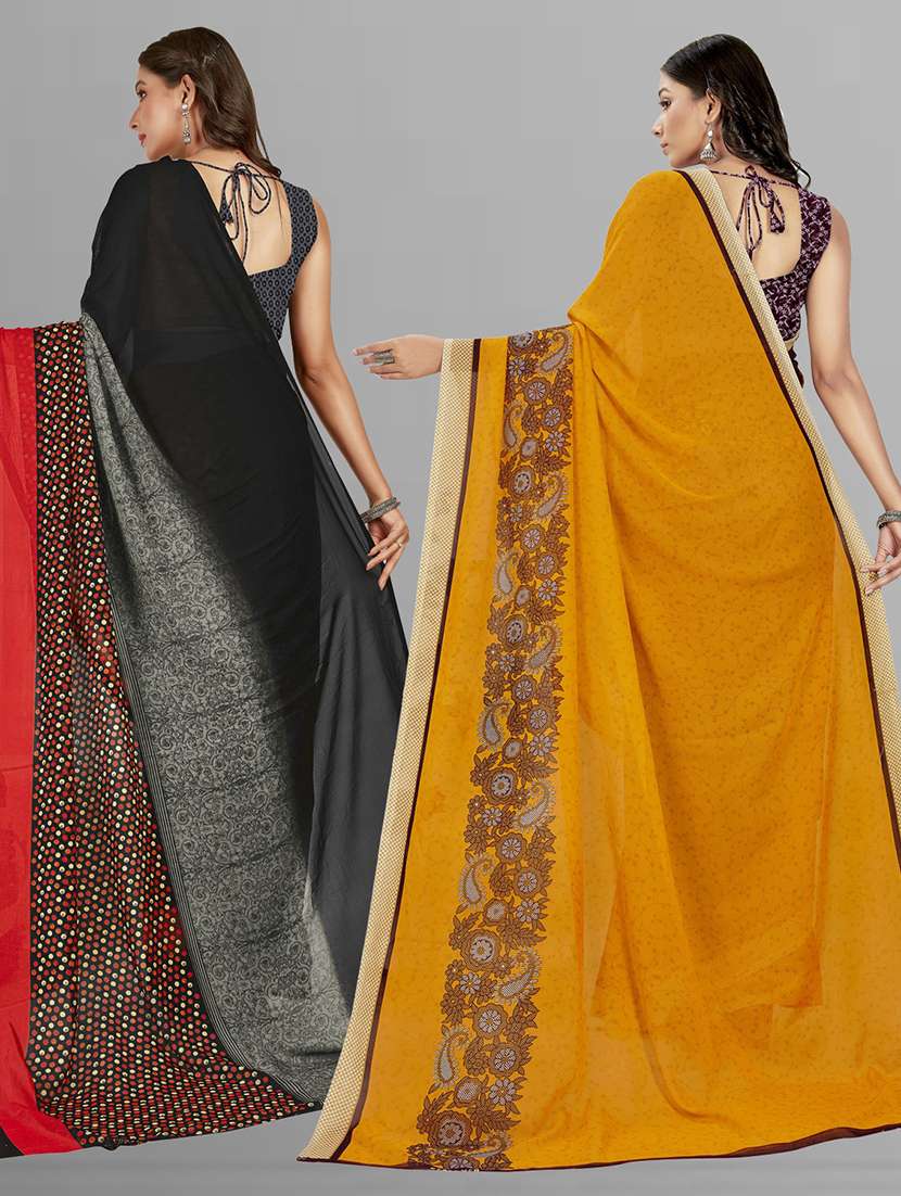 women combo pack of 2 printed saree with blouse - 21406810 -  Standard Image - 2