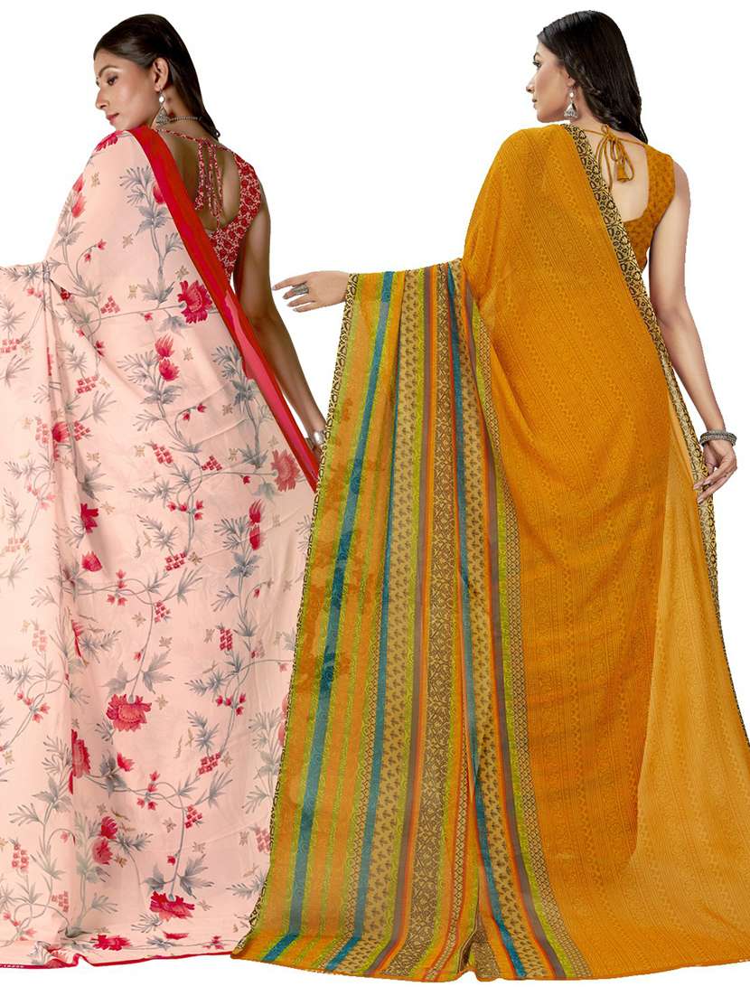pack of 2 casual wear combo sarees with blouse - 21406823 -  Standard Image - 2