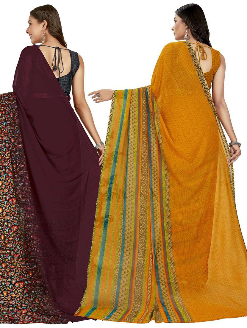 pack of 2 casual wear combo sarees with blouse - 21406829 -  Standard Image - 2